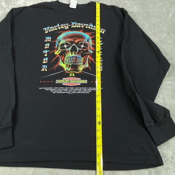 Harley Davidson Shirt XL Black Skull Print Motorcycles Double Sided Stuart FL - Picture 3 of 13